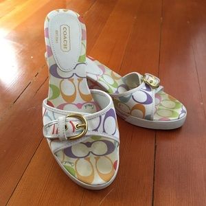 Coach Perry Wedge Mules / Sandals - Multicolor